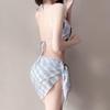 Pink Plaid Three-Piece Bikini & Skirt Set for Women