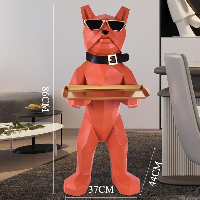 Creative Dog Figurines Luxury Modern Funny Figurines with Storage Tray Art Aesthetic Interior Ornaments Home Room Decoration