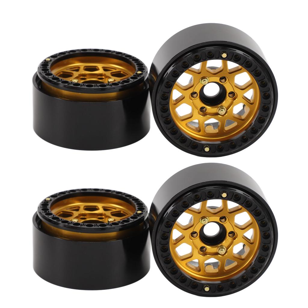 4PCS 1.9 Inch RC Wheel Hubs Aluminum Alloy Beadlock Wheel Rims Replacement for 110 Scale Car