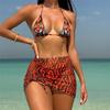 New Tiger Printed With Skirt Halter Bikini Women Swimwear Female Swimsuit Three-pieces Bikini set Bather Bathing Suit Swim
