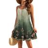Women's Dresses Sleeveless Loose Casual Floral Print Hem Pleated Beach Dresses