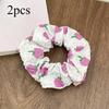 2pcs Elegant Boho Chic Fabric Scrunchies with Fruit Prints,Multiple Pattern- Perfect for Ponytails,Styling Accessories hair band
