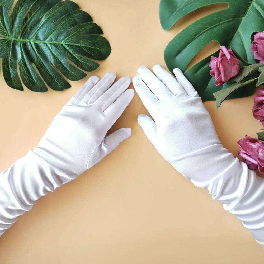 Draag Bruiloft Bloemenmeisje Handschoenen Podiumhandschoenen Prinsessenhandschoenen Volledige Vinger Wanten Bruiloftshandschoenen