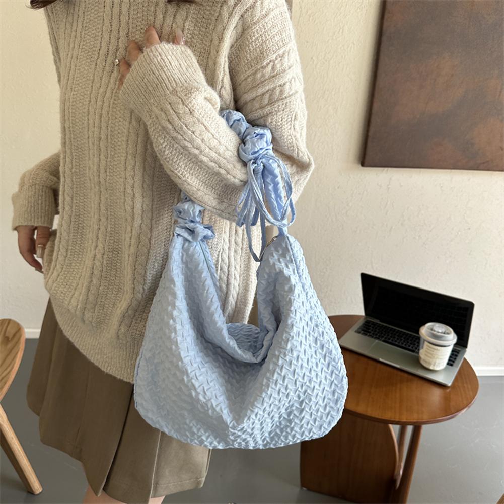 Women Puffer Shoulder Bag Drawstring Cloud Pleatd Bag Strap Adjustable Versatile Casual Slouchy Shopper Bag