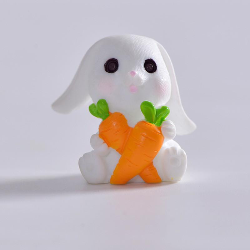 Resin Rabbit White Figurines Toy Model Desktop Car Decoration Accessories Gift