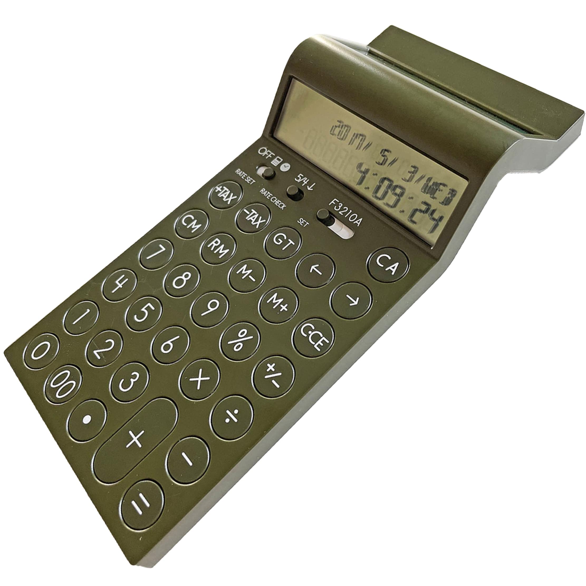 

Seiwa Materials LOOPER Stylish LCD and Calendar Calculator, & Convenient, Double-Sided Panel, 12-Digit Display, Clock, Function, Olive, LPC-OV оливковий