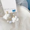 Unique Party Korea Star Women Bow Drop Earrings Fashion Jewelry Plush Cloud Earrings Clip Earrings
