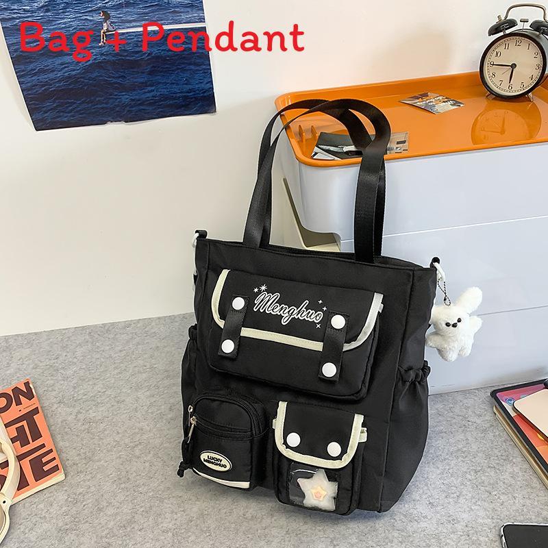 

Nylon School Backpack For Students With Design And Letter Pattern For Campus Use Black B
