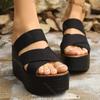 Fashion Comemore Wedge High Heel Sandals for Women Summer Fashion Cross Strap Platform Slipper Woman Casual Thick Bottom Beach Sandalias
