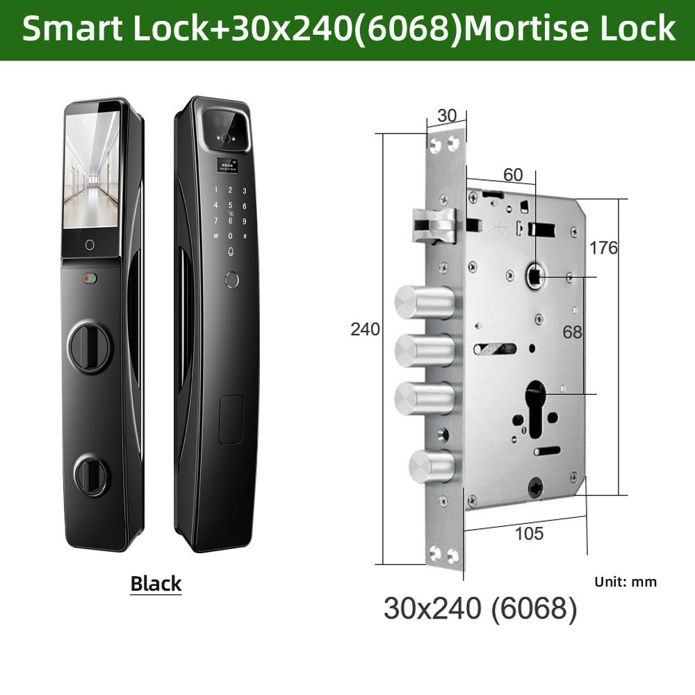 

RAYKUBE полностью автоматический интеллектуальный замок Tuya WiFi, видеодомофон, удаленная разблокировка, распознавание лиц чёрный