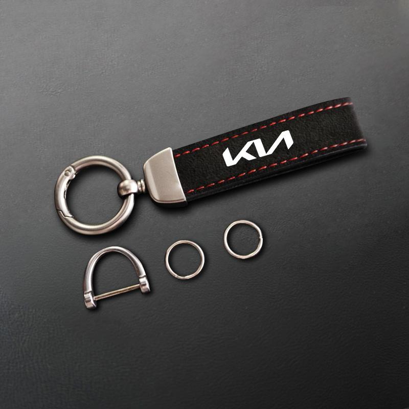 For KIA Rio Soul Seltos Niro Forte K5 K3 Sorento Stinger Sportage Auto Accessories Suede Leather Car Keychain Key Chain Pendant cyvp10