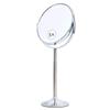 Magnifying Tabletop Makeup Mirror (5x and 1x Magnification, Double-sided, Large Size, Silver) [Suitable for Those with Presbyopia]