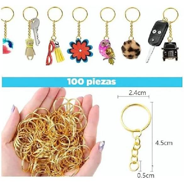 100pcs Gold Keychain Rings Metal Split Key Rings Chains Parts with Open Jump Rings for DIY Crafts Jewelry Making