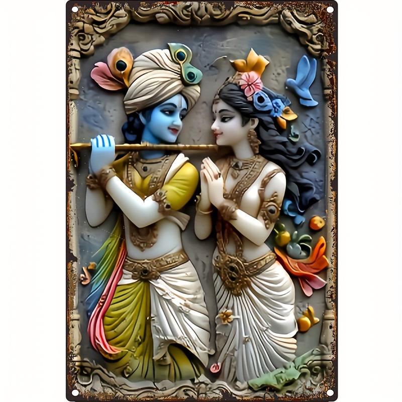 Krishna Rada x Romantic Metal Wall Art Decor for Home Living Room Farmhouse Kitchen 20x30cm(7.8x11.8inch)