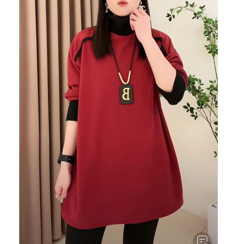 Europäischer Oversized-Doppelseitiger Samt-Rollkragenpullover - Damen Herbst/Winter, Langarm, Lockerer Schnitt, Schlankmachende Basisschicht