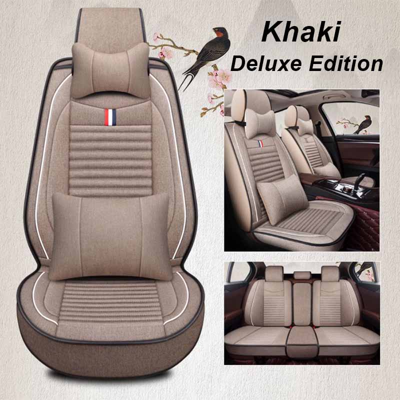 Car Seat Cover Linen Special Seat Cover Four Seasons Universal Seat Cushion Full Envelope Fabric Seat Cover Cushion