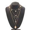 Gold-plated Fashion Vintage Cross Moon Jesus Notre Dame Bohemia Multilayer Necklace Pendant