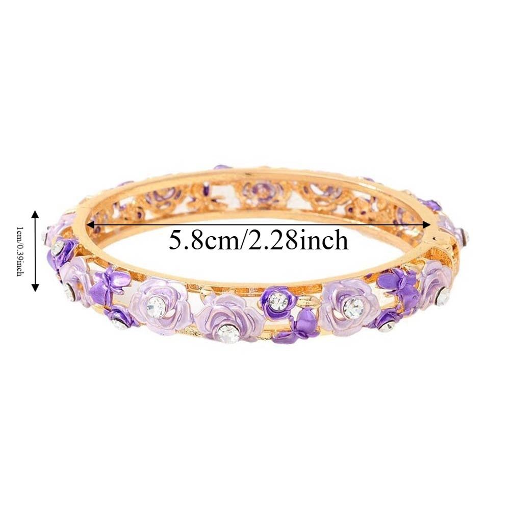 Vintage Hollow Out Flower Bracelet Traditional Women's Wrist Jewelry Filigree Enamel Bangle  Party