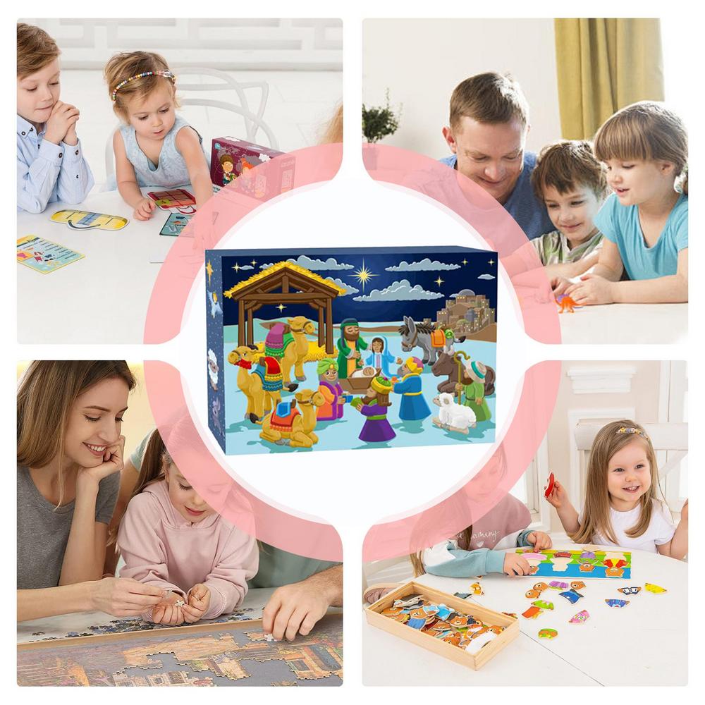 Weihnachtspuzzle für Erwachsene 24 Felder Krippe Jesus Puzzles Puzzle Kalender Religiöse Szene Winterfest Puzzle