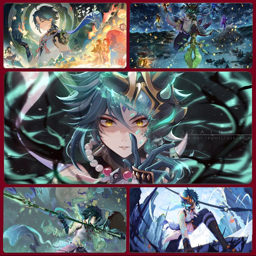 Genshin Impact Cool Xiao Mouse Pad Large Gaming Mousepad With Stitched Edges Thickened Desk Mat Pc