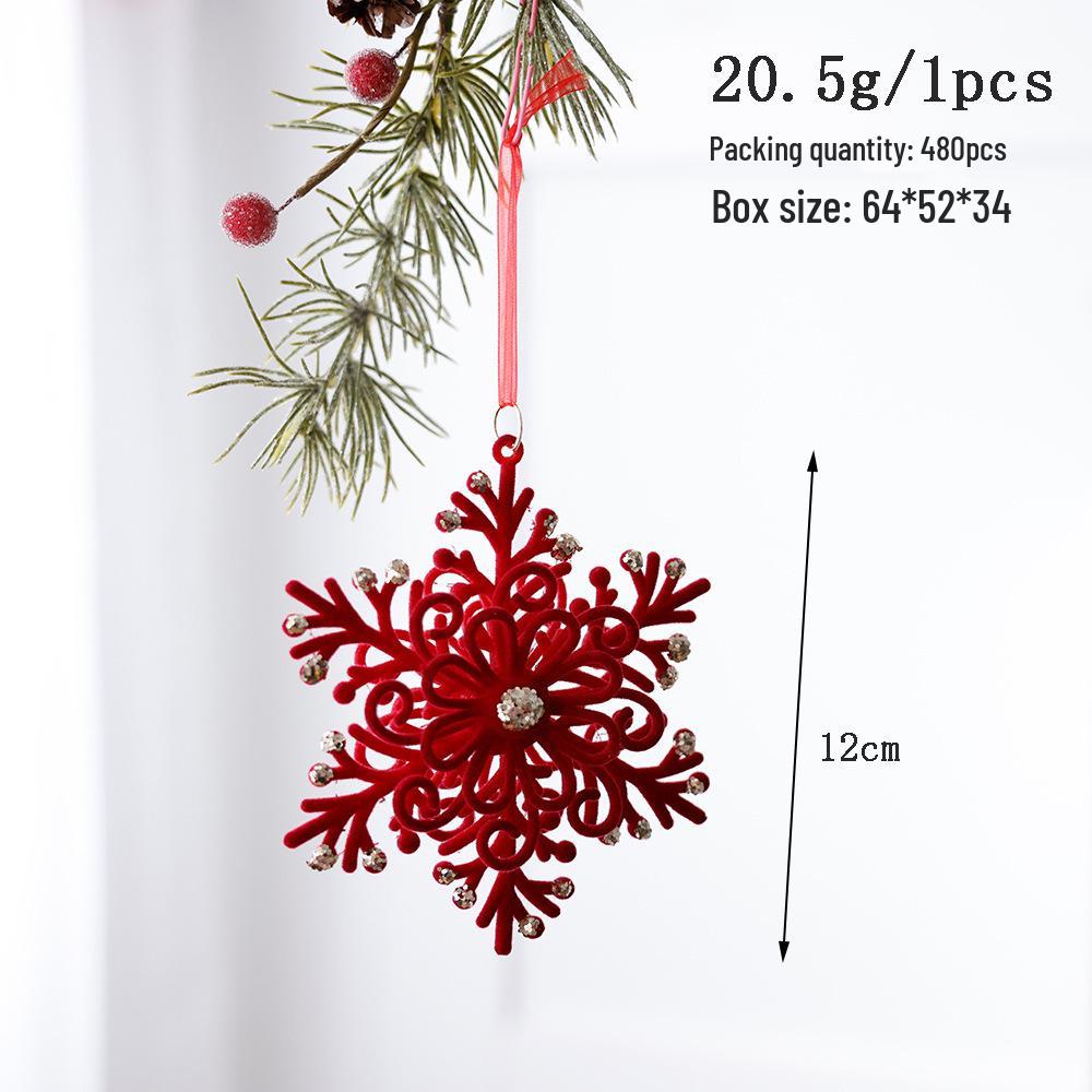 Popular Nordic Red Flocking Christmas Bell Ornaments for Tree and Shop Window Decoration