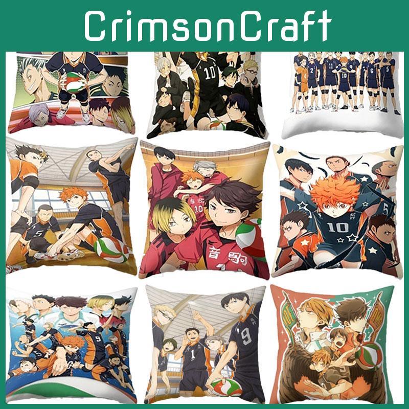 Luxurious Peach Velvet Haikyuu Shoyo Hinata Pillow Protector With Anime Pattern Design