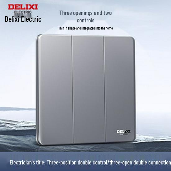 DELIXI 16A Wall Switch Socket for Air Conditioner & Computer, Household Panel, 86 Type, Starry Sky Gray.