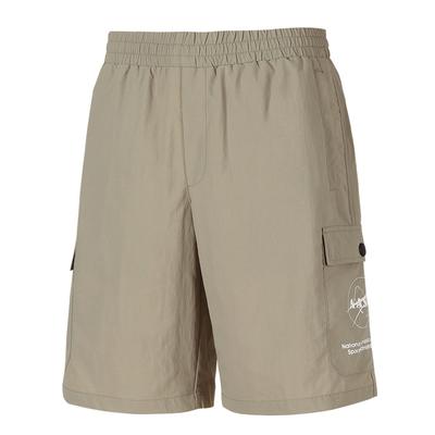 NASA Unisex Woven Training Shorts Half-Length Shorts Elastic Waist Pants Summer Pants [Beige]
