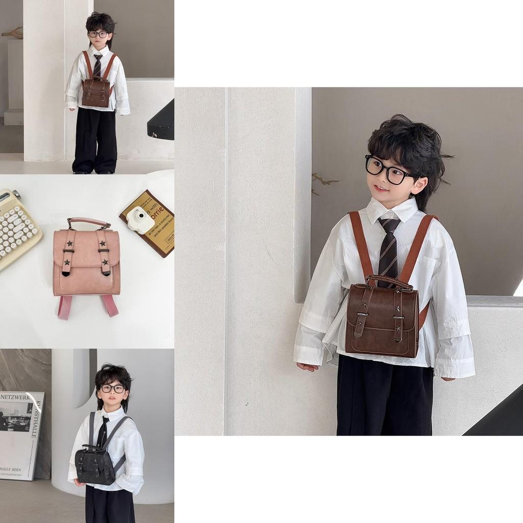 Vintage Style Unisex Kids Backpack Retro Design Breathable Pu Material Everyday Use