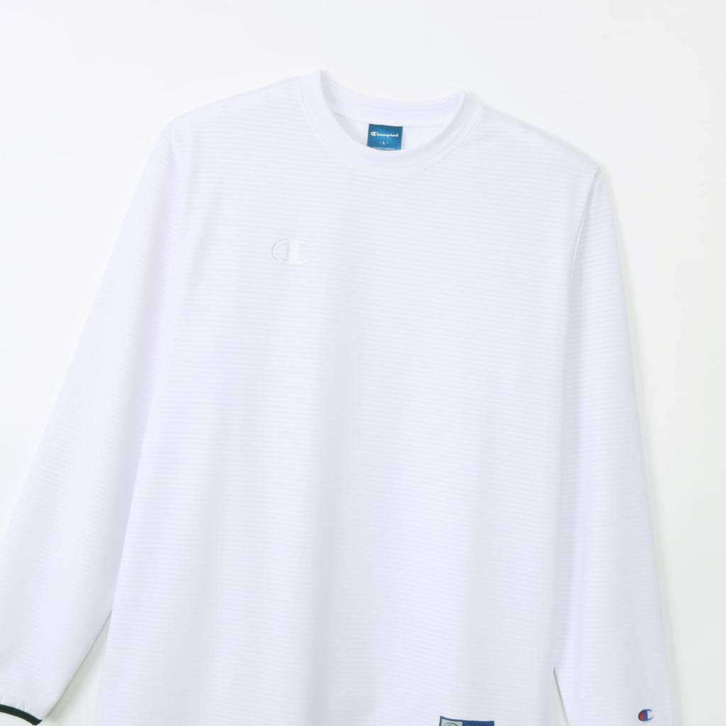 Dlouhé kulaté volejbalové tričko s dlouhým rukávem, rychlý zápach, bílé [Champion], rukáv, výstřih, schnoucí, strečové, antibakteriální, odolné