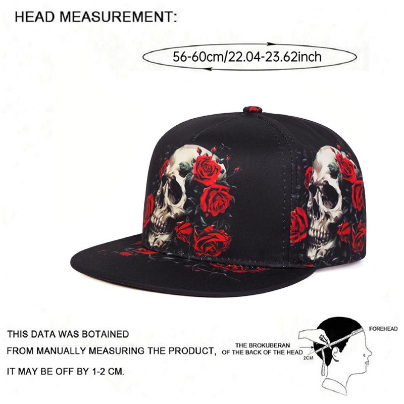 Printed New Skeleton Flat Edge Hat Street Dance Hiphop Hat Cycling Sunshade Skateboard Hat Baseball Hat Unisex