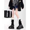 1pair Warm Mid-Calf Length Socks Solid Color Heap Sock Boot Cuffs Retro Winter Foot Cover  Girl
