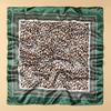 Fashion New Leopard Print Hijab 90cm Square Imitated Silk Scarf Designer Scarves Women Shawl Luxury Brand Wrap Muffler