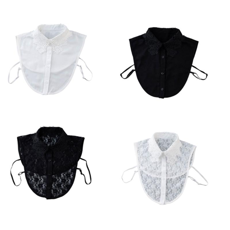 Abnehmbarer Spitzenkragen mit floraler Stickerei Falscher Kragen Stilvolles Halsstück Halbe Hemden Blusen Oberteile Modeaccessoires
