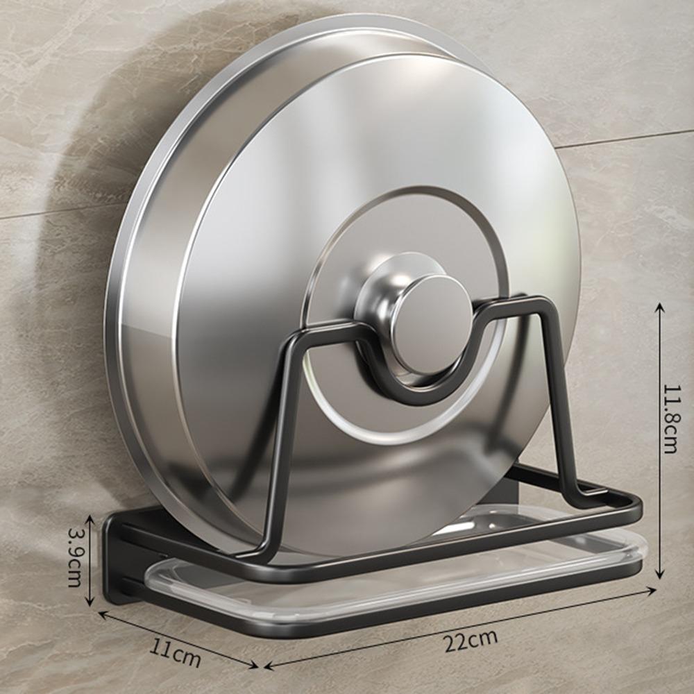 

Punch Free Cutting Board Holder Wall Mounted Pot Cover Drain Rack Kitchens Accessories Single Rod-Black