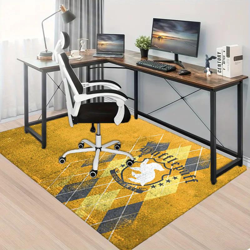 1pc Office Carpet Chair Mats Hufflepuff Hogwarts Crest Perfect for Office Chairs, Living Rooms, Or Bedrooms,Polyester Carpet.HDT037