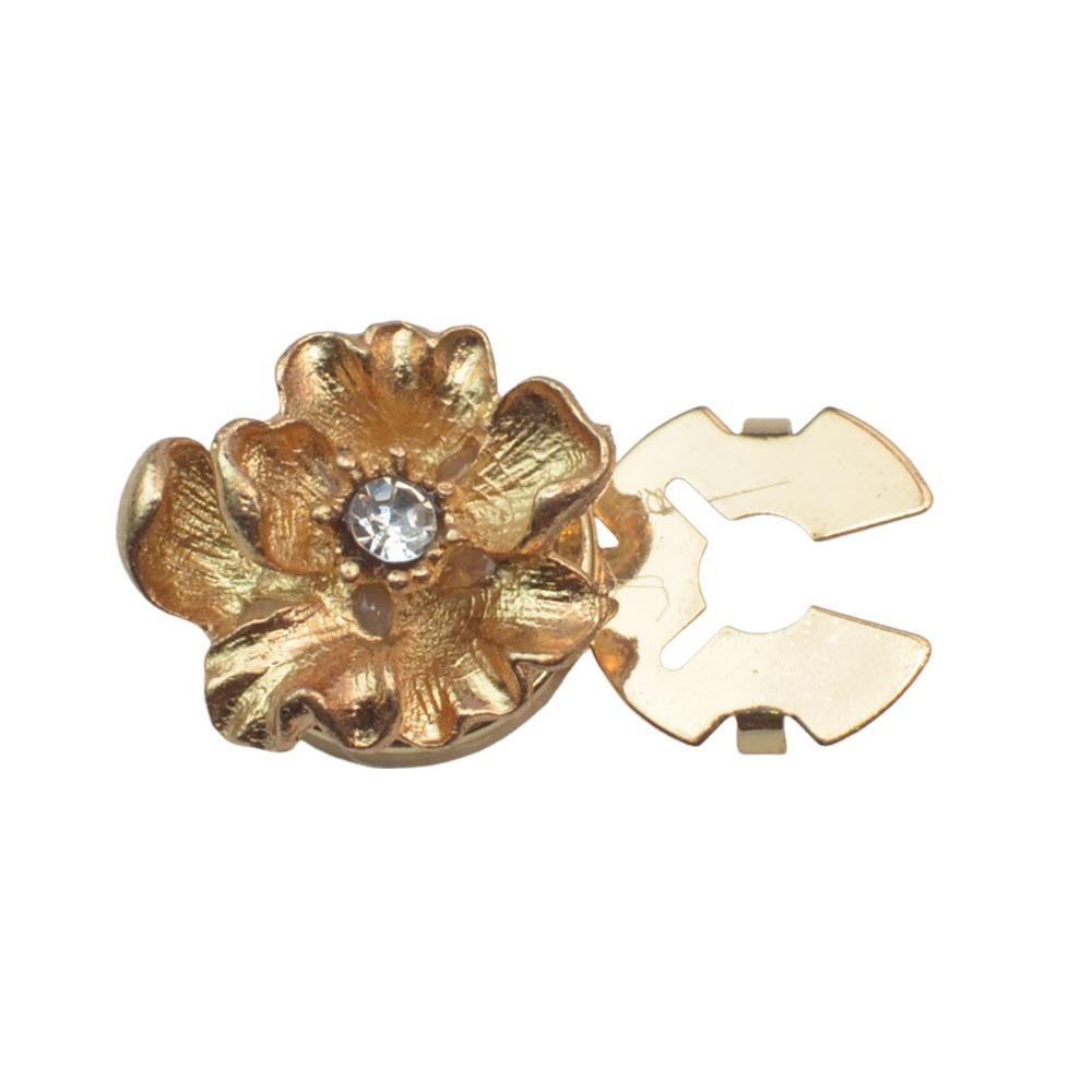 1PC Alloy Pearl Round Shirt Buckle Rhinestone Flower Cufflinksble  for Shirt Dress Decoration