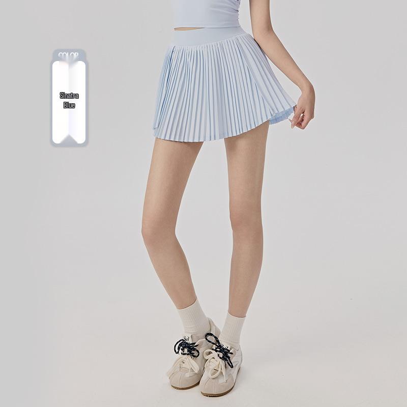 Damen Hochtaillierter Fake-Zweiteiler Plissierter Tennisrock mit Taschen