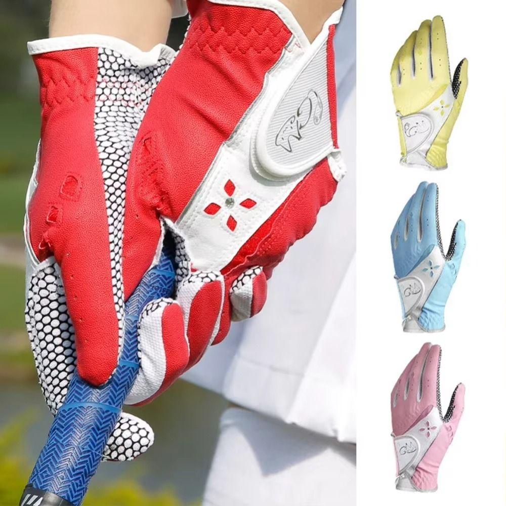 Comfortable PU Leather Golf Mittens Wear Resistant Full Finger Golf Gloves Outdoor Sports