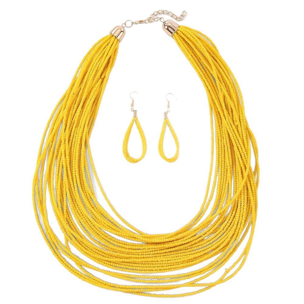 Glass Women Beaded Jewelry Set Multilayer Circular Design For Office Casual Use