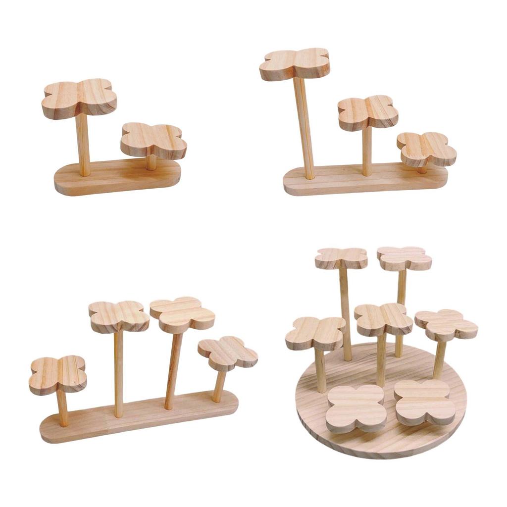 Mini Wooden Display Stand Multi Use Plant Holder Shelf Riser for Home Office Collectibles Decor