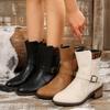 Women Ankle Boots 2026 Autumn Winter Comfortable Non Slip Outdoor Belt Buckle Thick Heel Retro Women Short Boot Large Size 36-43