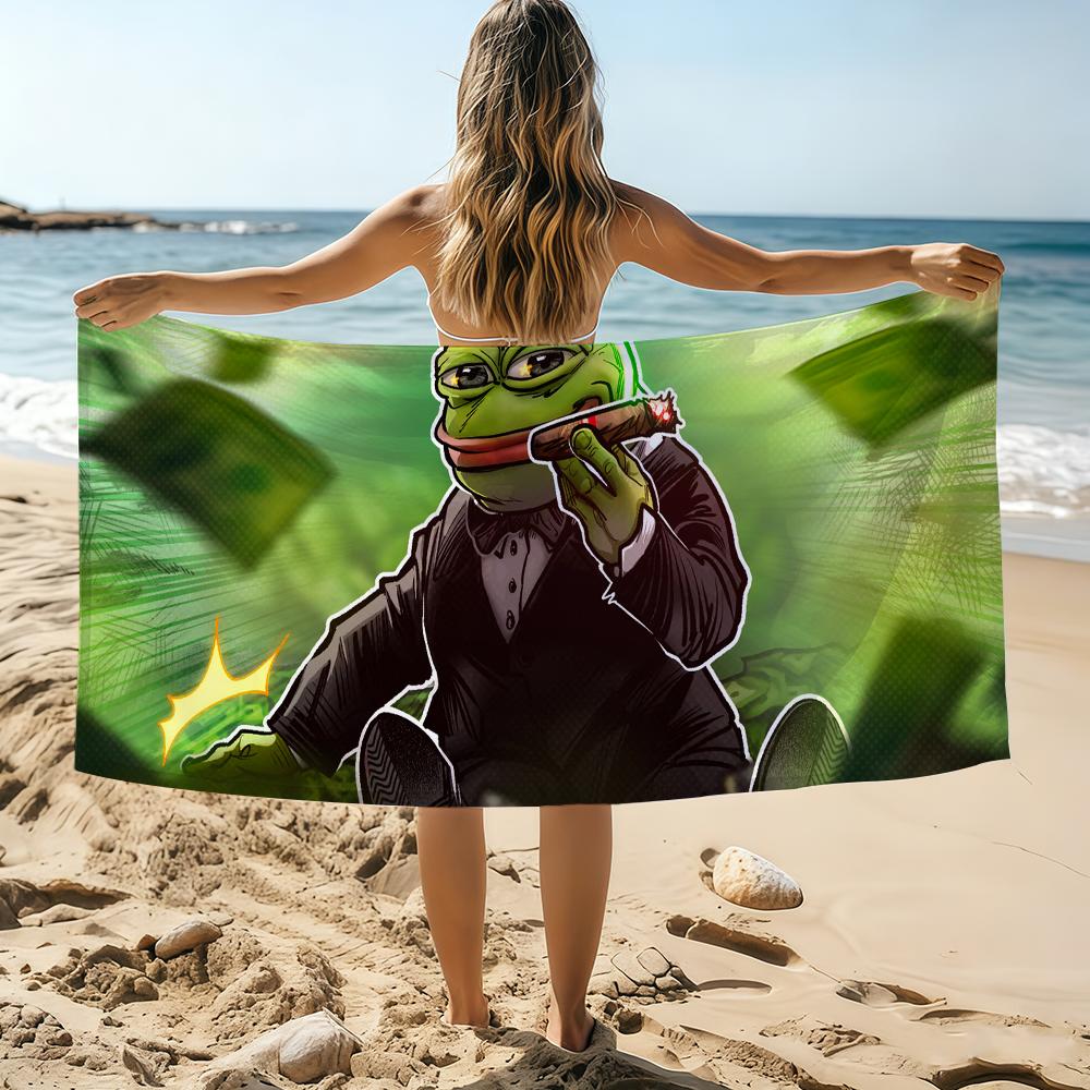 

Emoticon Pack P-Pepe the F-Frog Towel Beach Towel Oversized Quick Dry Towel Absorbent Soft Swim BeachTowels for Men Women W40*H60(CM)