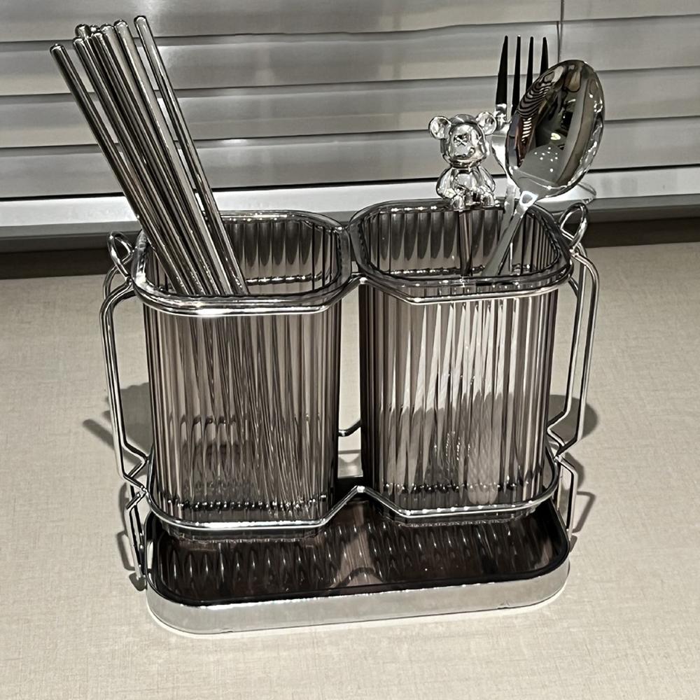 Nordic Luxury Kitchen Organizer Utensil Holder Cutlery Drainer Kitchen Tableware Storage Rack Plastic Chopstick Spoon Rack