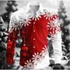 Heren Kerst Sneeuwvlokken Bedrukte Longsleeve Shirts Casual Vest Nieuwe Knopen Feestelijke Mode Shirts