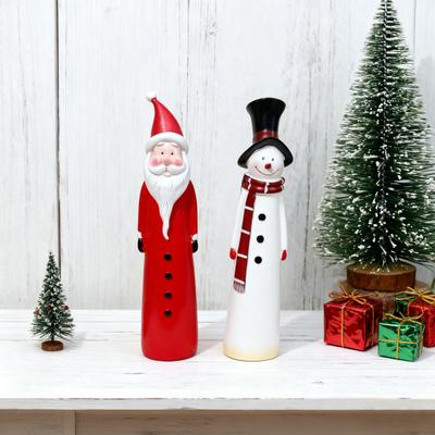Christmas Santa Claus Figurine Hand-painted Cartoon Snowman Resin Statue Sculpture Holiday Party Home Office Desktop Decoration