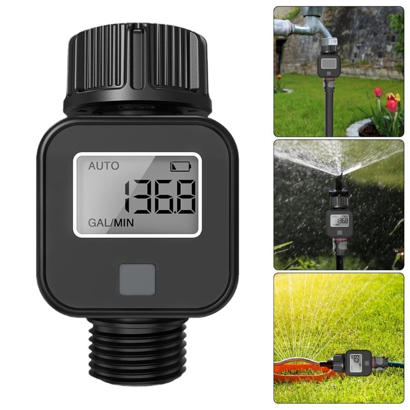 Water Flow Meter, Standard 3/4" Hose Thread, High Accuracy and IPX5 Waterproof for Indoor and Outdoor Use