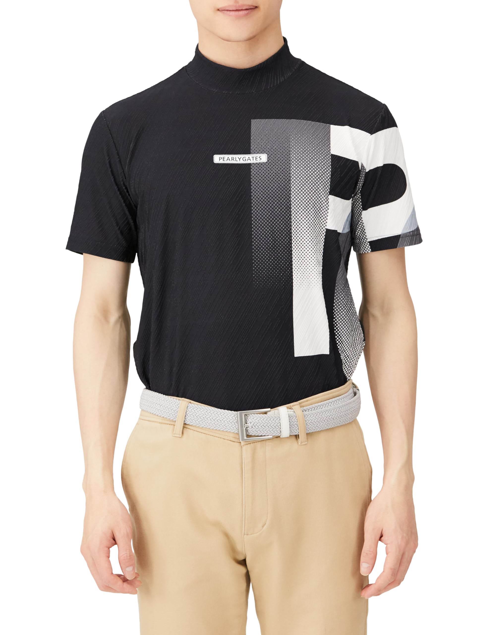 

PEARLY GATES Men s Short Sleeve High Neck Shirt (Stretchable, Brand Logo) / Golf Undershirt / 053-4167309 120_Dark Navy, Size 4 [M]