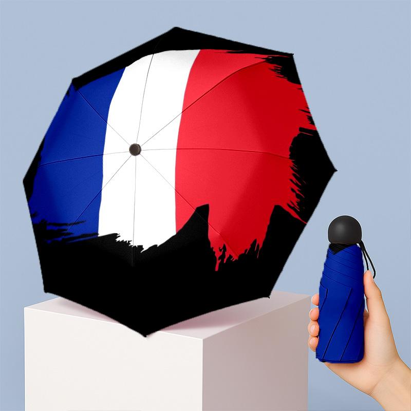 France national football team Pattern Printed Mini 5 Folds 8 Ribs Compact Umbrella Windproof Waterproof Lightweight Portable Folding