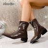 Fashion 2025 Women's Autumn Boots PU Leather Pointed Toe Elegant Short Boots Slip On Botas Mujer Office Ladies Fashion Botines Size35-42